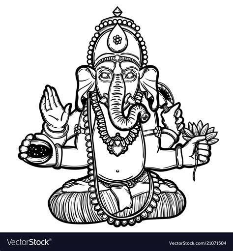 Ganesha Hindu God Elephant Royalty Free Vector Image