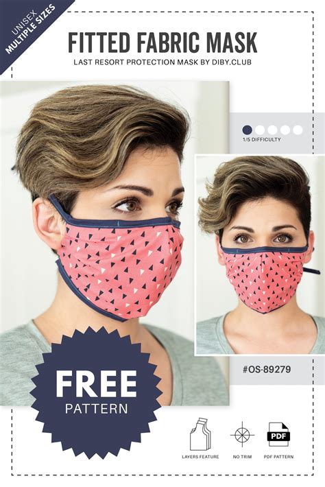 3D MASK WITH FILTER POCKET PATTERN ...Reusable Cot ...