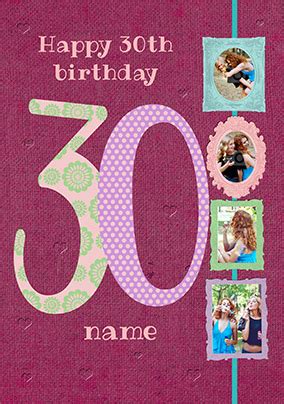 Funny birthday gifts for her big 30. Big Numbers - 30th Birthday Card Female Multi Photo Upload ...