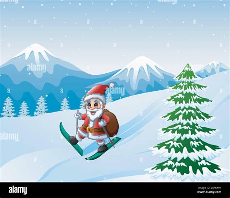 santa skiing stock vector images alamy