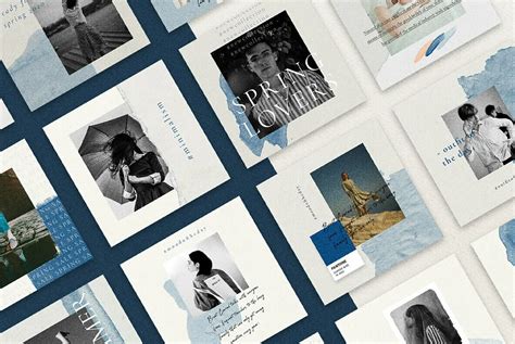 Instablue Minimal Instagram Post Templates Graphics Youworkforthem