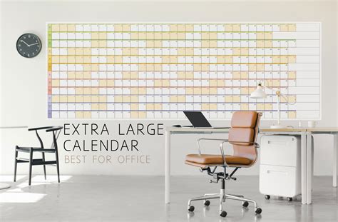Extra Large Yearly Calendar Printable File High Quality