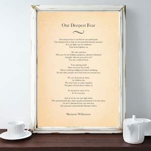 Our Deepest Fear Poem By Marianne Williamson Poster Poetry Etsy