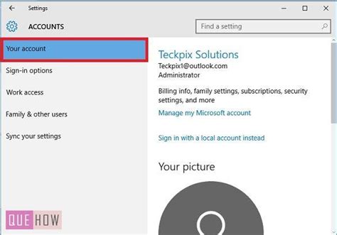 How To Delete Microsoft Account In Windows 10 Quehow