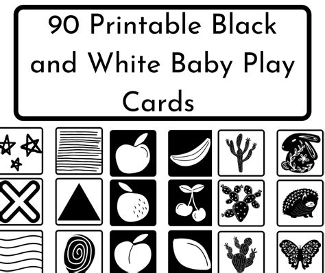 90 High Contrast Black And White Baby Play Cards Printable Infant