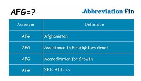 What does AFG mean? - AFG Definitions | Abbreviation Finder