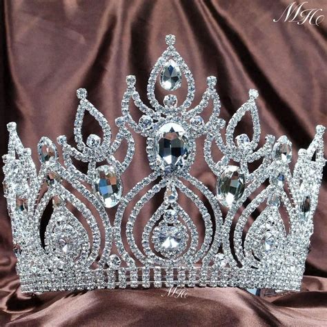 Magnificent Clear Austrian Rhinestone Tiara Large Crystal Crown Wedding Bridal Pageant Prom