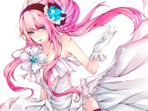 Wallpaper Illustration Flowers Anime Dress Hair Pink Girl