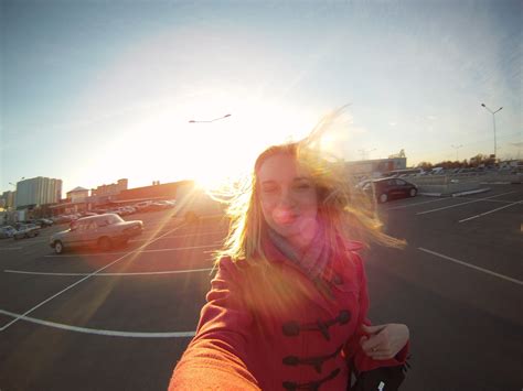 selfie of a blonde in bright sunlight free image download