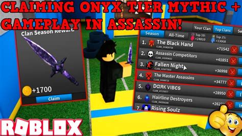 Onyx Tier Mythic Gameplay In Roblox Assassin Got Th Place In Season