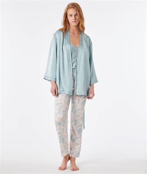 Pyjama 3 Pièces Satiné Aiden Bleu Lagon Etam