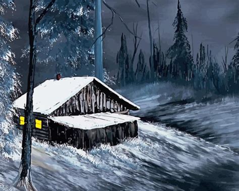 Winter Night By Bob Ross Paint By Numbers Modern Paint By Numbers