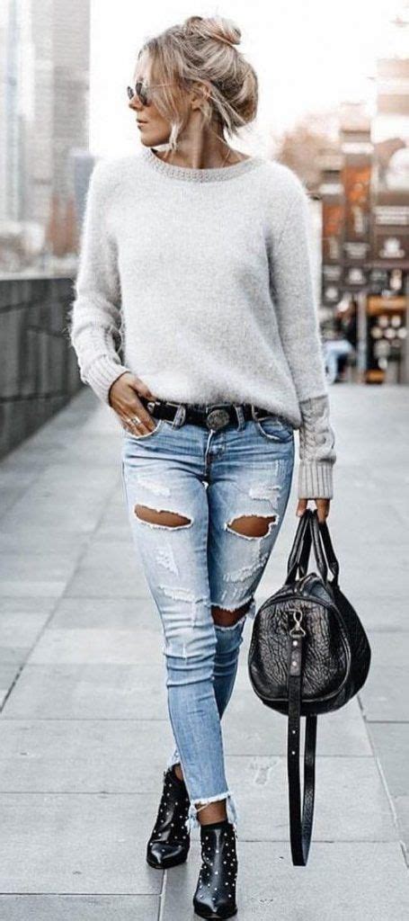45 Fabulous Winter Outfits You Need To Have Fashion Distressed Jeans