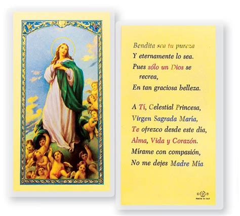 Oracion A La Virgen Maria Laminated Spanish Prayer Cards 25 Pack