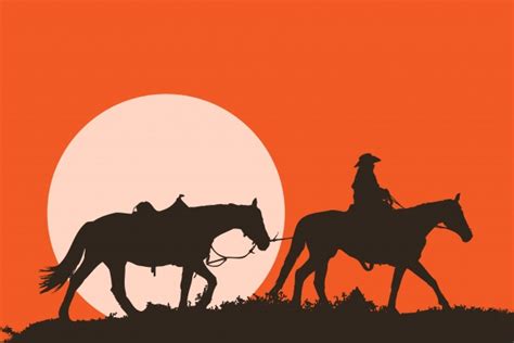 Sunset Cowboy On Horse Silhouette Bmp Extra