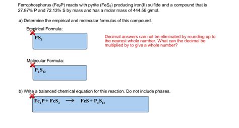Your answer should be rounded to the nearest tenth. Solved: Ferrophosphorus (Fe2P) Reacts With Pyrite (FeS2) P ...