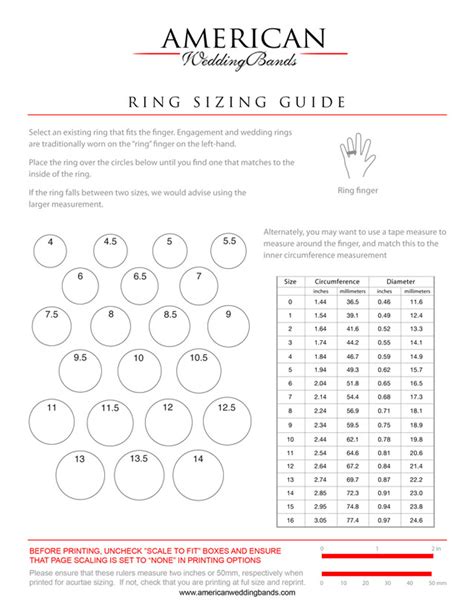 Chart Showing Ring Sizes
