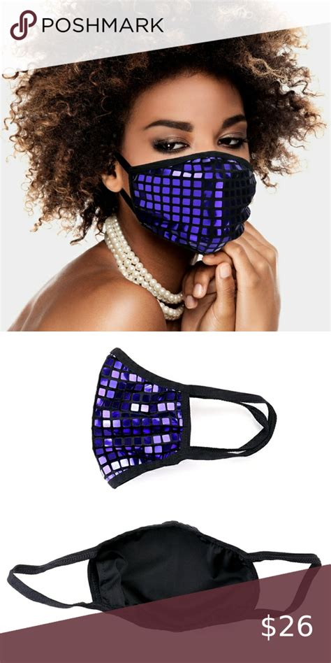 blue square sequin bling trendy fashion face mask fashion fashion face mask trendy fashion