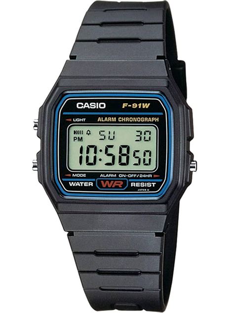 Casio Casio Collection Men Digital Black Plastic Strap Watch F 91w 1xy