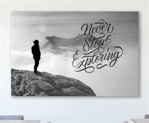 Never Stop Exploring Inspirational Quote Canvas Wall Art Etsy Etsy