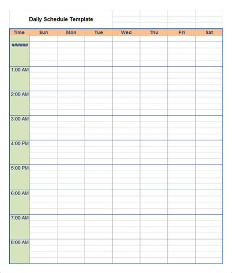 Schedule Word Template Printable Schedule Template
