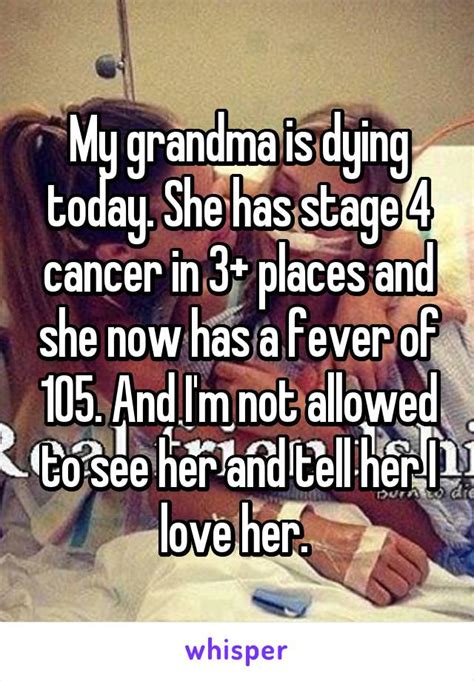 My Grandma Is Dying Today She Has Stage 4 Cancer In 3 Places And She Now Has A Fever Of 105
