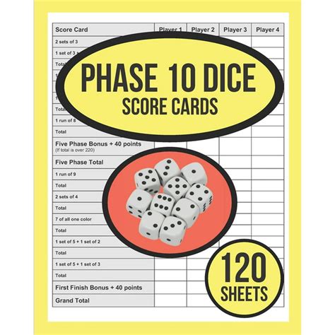 Phase 10 Dice Game Score Cards 120 Sheets Phase Ten Dice Game Record