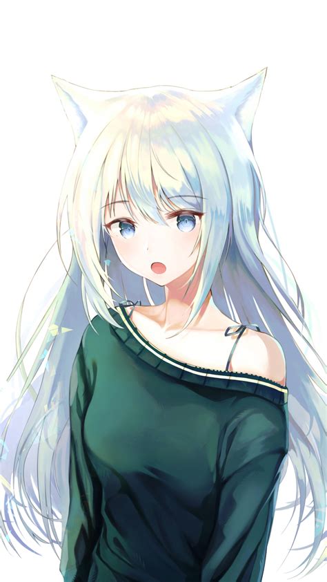 Download 1440x2560 wallpaper white hair, curious, hangover, anime girl, blue eyes, qhd samsung ...