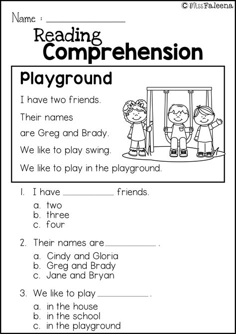 Reading With 10 Multiple Choice Questions Comprehension Worksheets