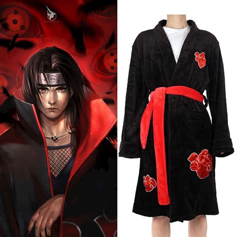 Naruto Akatsuki Cloak Cosplay Uchiha Itachi Costume Red Cloud Robe