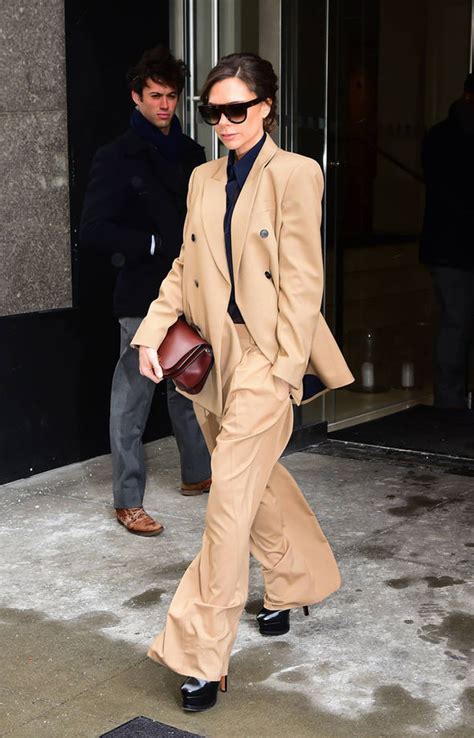 Victoria Beckham Suffers Epic Fashion Fail As She SWAMPS Figure In Oversized Beige Suit