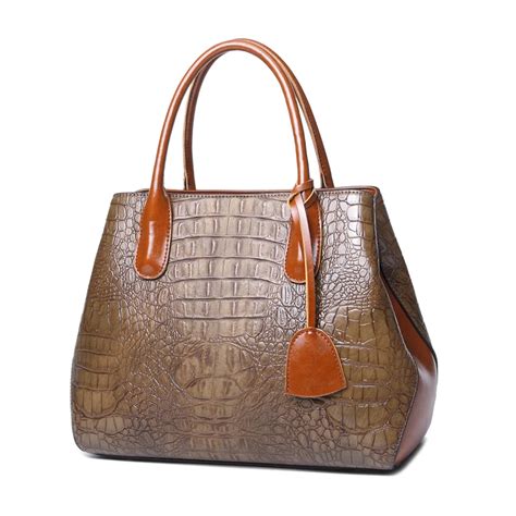 european style alligator luxury split leather women handbag high quality tote office work