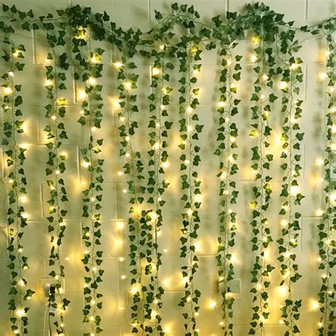 230cm Green Silk Ivy Plants Vine Leaves With Led String Lights Diy For Home Wedding Party