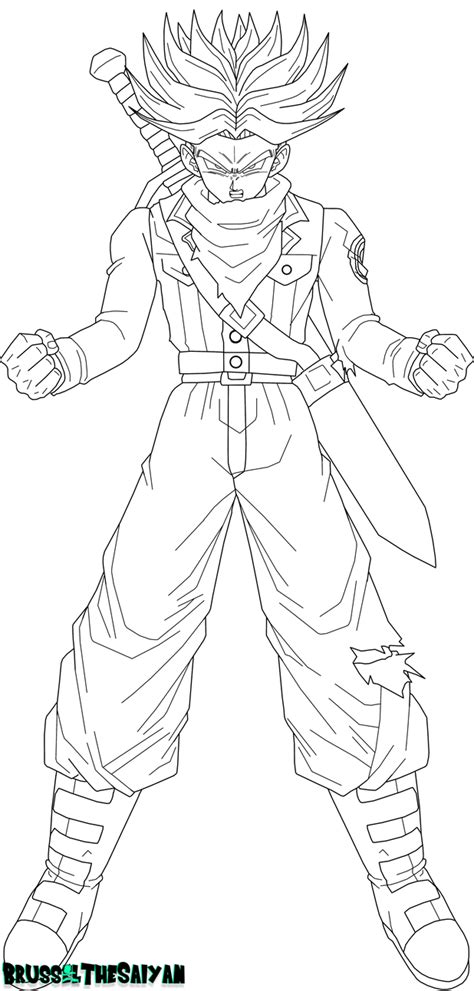 The dragon ball z coloring pages will grow the kids' interest in colors and painting, as well as, let them interact with their favorite … Super Saiyan Rage Trunks Lineart by BrusselTheSaiyan on DeviantArt