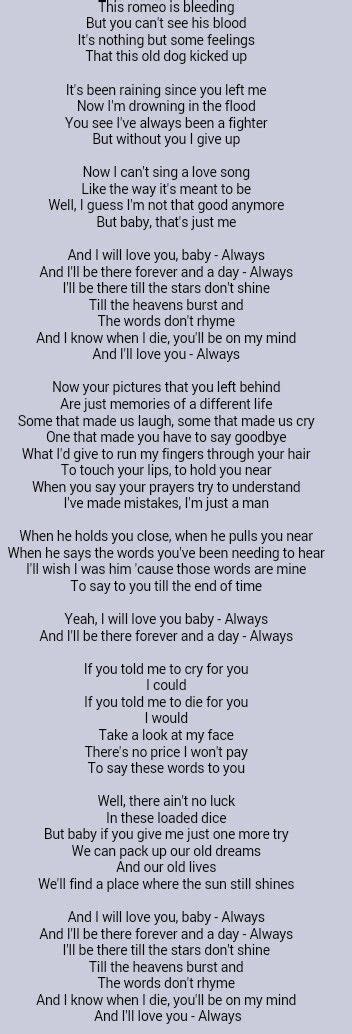 But (c#m)without you i give (b) up. Bon Jovi . Always | Great song lyrics, Coldplay lyrics ...