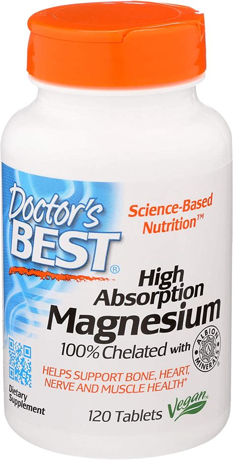 Doctors Best High Absorption Chelated Magnesium 100 Mg 120 Tablets