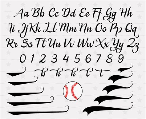 Baseball Font With Tails Baseball Font Ttf Svg Png Text Tails Etsy