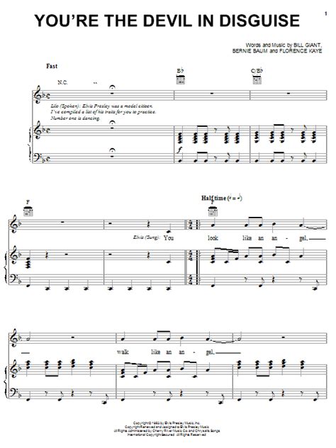 Add 3 or more chords (separated by spaces). You're The Devil In Disguise | Sheet Music Direct