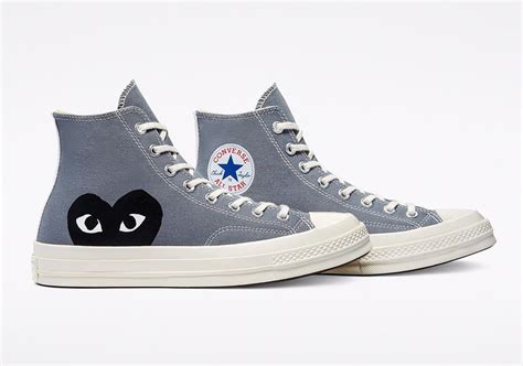 Cdg X Converse Chuck 70 Blue Quartz And Steel Gray Drop In Highs