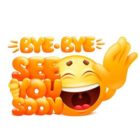 Premium Vector See You Soon By Bye Web Sticker Yellow Emoji Cartoon