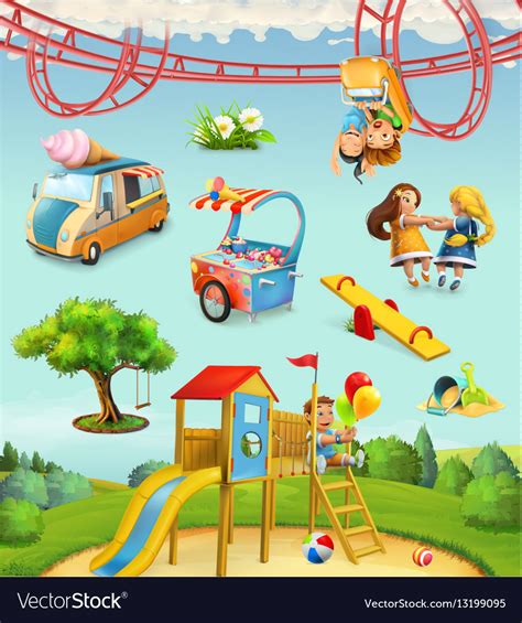Children Playground Outdoor Games In The Park Vector Image