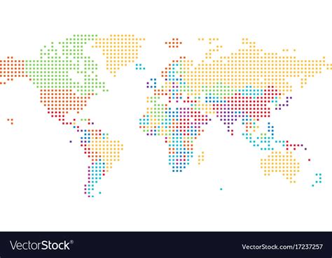 Dotted World Map Square Dots Royalty Free Vector Image