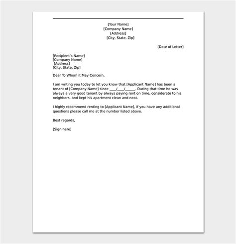 Get Personal Reference Letter Sample For Apartment
