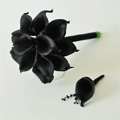 Black Calla Lilies Real Touch Calla Lily Bouquet And Etsy