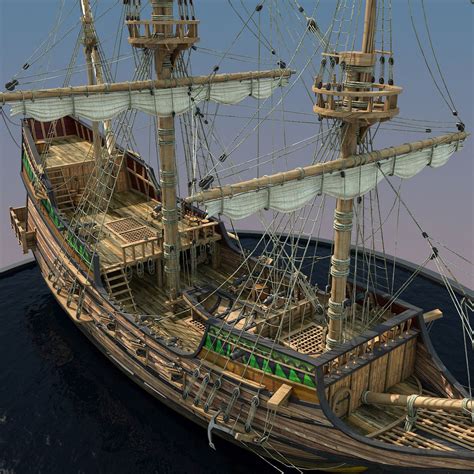 3ds Max Galleon Realistic Prop Galleon Ship Model Sailing Ships Galleon