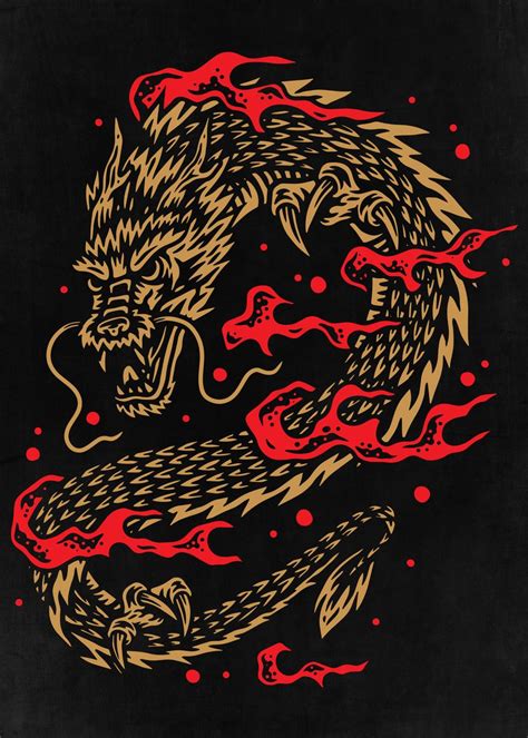 Japanese Dragon Tattoo Art Poster By John Marinakis Displate