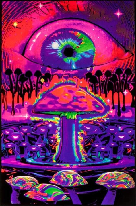 Mushrooms Ripple Magic Shrooms Trippy Psychedelic Blacklight Poster