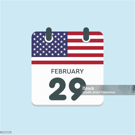 Hari Kalender 29 Februari Tahun Kabisat Bendera As Ilustrasi Stok