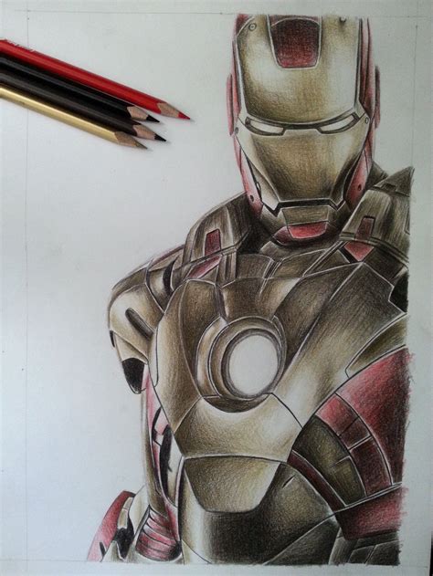 Iron Man Color Pencil Iron Man Drawing Avengers Drawings Marvel