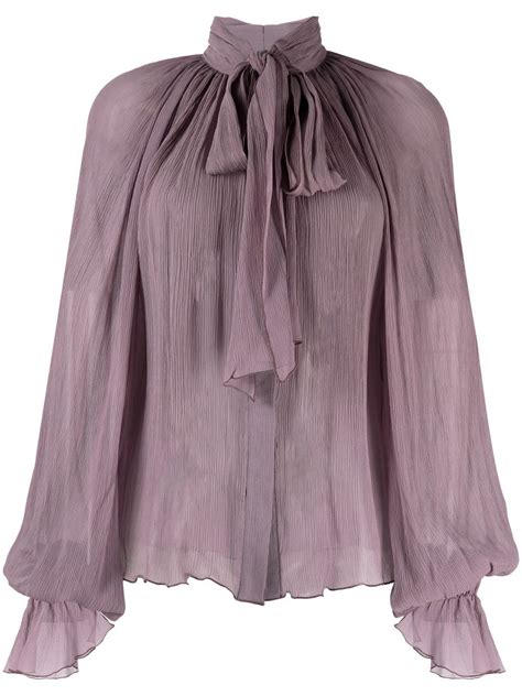 atu body couture pussy bow silk blouse farfetch